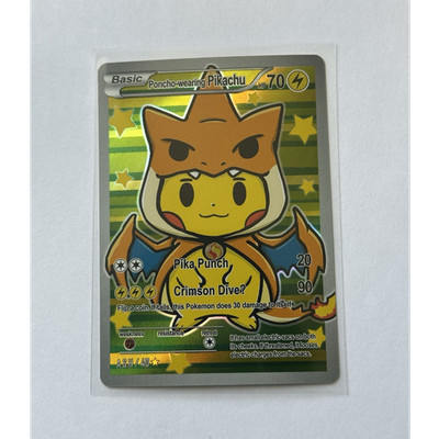 Poncho-wearing Pikachu Full Art Foil After Skool Hobby Card A.S.H / 40 NON TCG