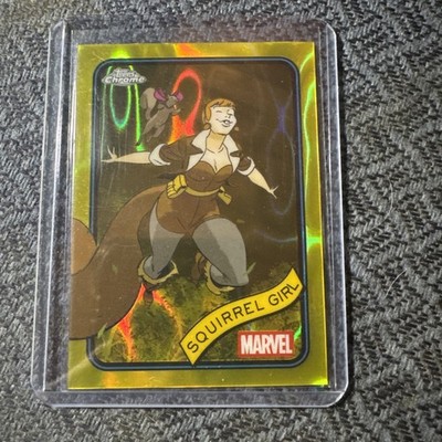 2025 Topps Chrome Marvel Comics Squirrel Girl Yellow Lava Refractor Card- #44