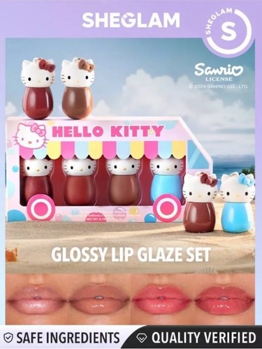Sheglam Hello Kitty POOLSIDE PERFECTION 4 piezas Esmalte Labial Brillante Set 💞 Totalmente Nuevo - Imagen 2 de 8