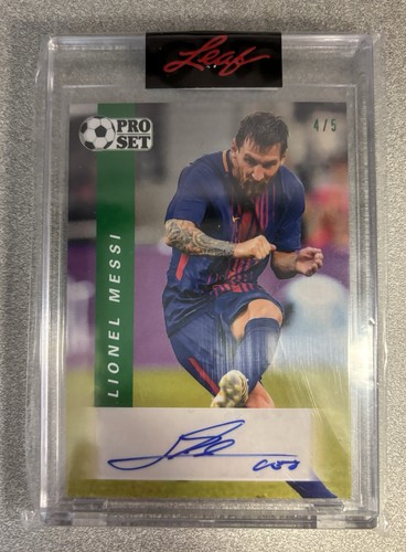 RARE Lionel Leo Messi Autograph Auto #4/5 Leaf Pro Set Argentina World Cup!