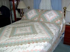 King/Queen Cotton Trip quilt with Embroidery Quilt and Shams 91x103