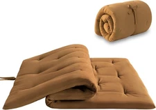 Mollydot Japanese Floor Futon Mattress Queen Size 60"x 80", Foldable (Brown)
