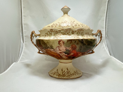 Vintage Prussian Biscuit Jar Francois Boucher La Morrotte