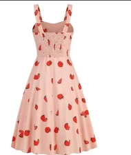 NWT Vintage-esq Women’s Sleeveless A-Line Midi Dress W/Red Strawberry’s Size L 