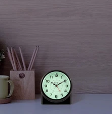 Equity Night Vision Silent Sweep Analog Alarm Clock - Black