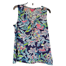 Lilly Pulitzer Womens Navy Blue Floral Sea Li...