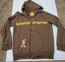 VTG NESQUIK Men's Medium Hoodie Sweatshirt QUIK Rabbit Drink Logo Nestle Brown 