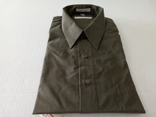 Geoffrey Beene Mens Dress Shirt Moss Green Brown Size XL 17 32/33 Wrinkle Free
