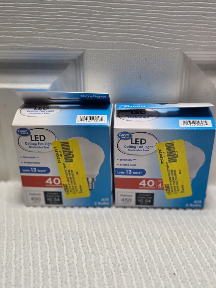 Great Value Dimmable LED Ceiling Fan Light 4.5W A15 Bulb Frosted Glass 2 Pack (R - Image 2 of 4