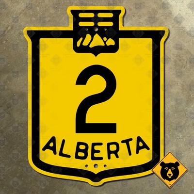 Alberta Highway 2 provincial route marker road sign Canada 1926 shield 12x15
