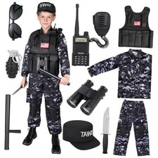 SWAT Police Costume for Kids, Kids Police Officer Costume Medium- 5-7 Year 