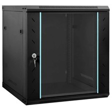 12U 450mm 19" Wall Mount Rack Black Network Data Cabinet Enclosures Flat Packed