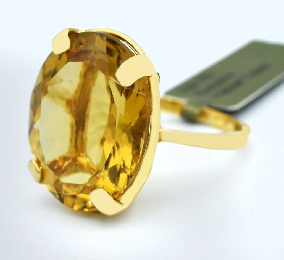 ANILLO TOPACIO AMARILLO GENUINO 18,82 quilates oro 10K *** Servicio de tasación gratuito *** Foto 3 de 4
