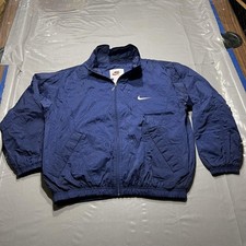 Vintage Nike Jacket Youth XL Blue Windbreaker Full Zip Nylon Lined Swoosh 90s