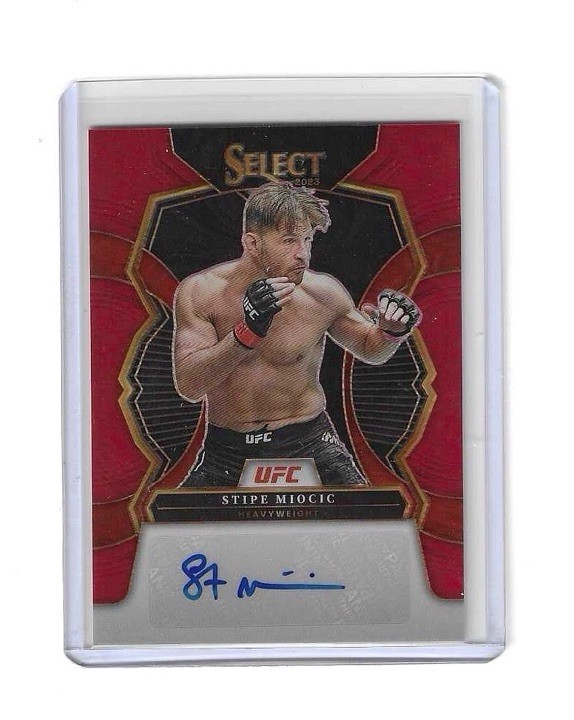 2023 Panini Select UFC Signatures Red Prizm /99 Stipe Miocic #SG-SMC Auto