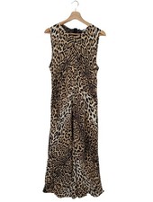 ZARA Maxikleid Damen Kleid Gr. DE 40 creme-schwarz Casual-Look