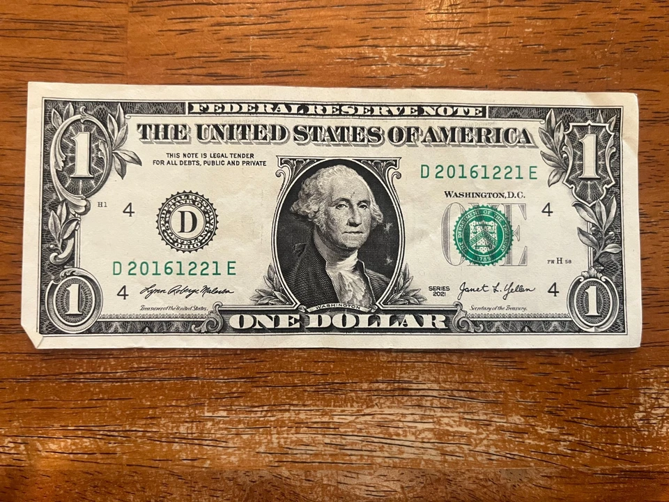 December 21, 2016 (20161221) One Dollar Fancy Serial Number Birthday Note - Image 2 of 3
