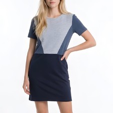 M&S Color Block T-Shirt Dress, Geometric Panel, Cotton Blend