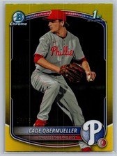2025 Cade Obermueller Chrome Yellow Refractor Bowman Draft BDC-80 NM