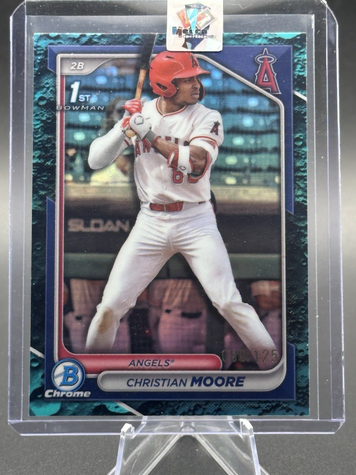Christian Moore 2024 Bowman Draft 1st Chrome Aqua Lunar Refractor /125 ANGELS
