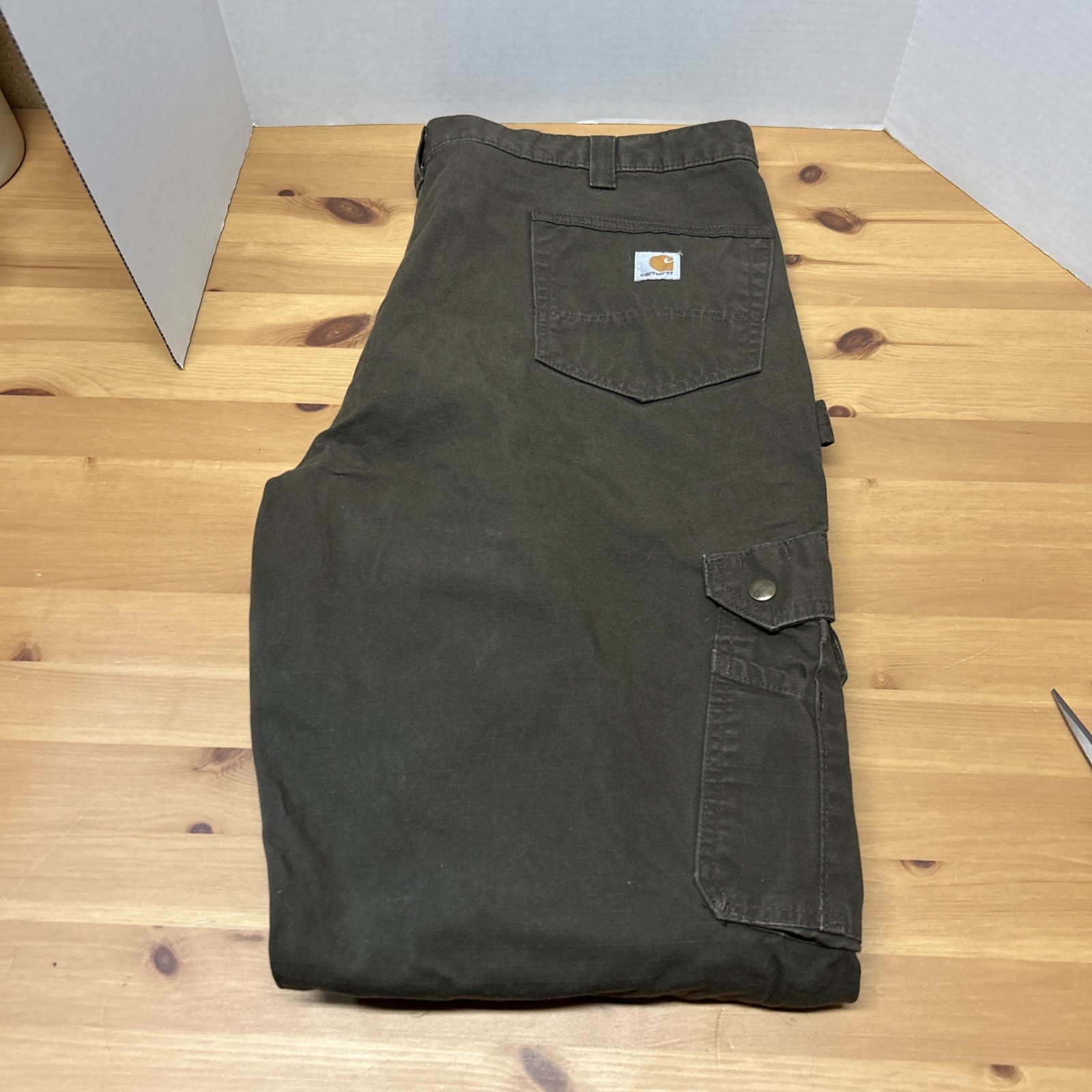Carhartt B342 Double Knee Pants Size 40x30, Relaxed Fit, Brown Cargo Pockets
