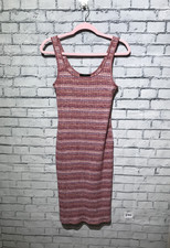 Forever 21, Women M, Pink Striped Stretch Bodycon Thin Dress