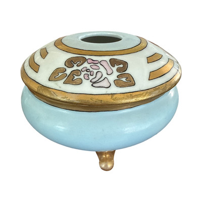 Antique Porcelain Footed Art Deco Hair Receiver