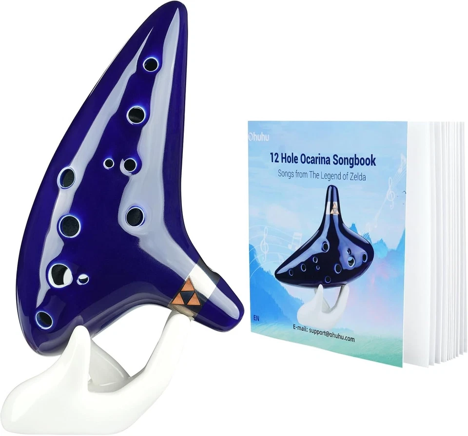 Legend of Zelda Ocarina 12-Hole Ceramic With Song Book Display Stand Bag - Image 3 of 4