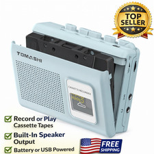 Portable Cassette Player Tape Recorder Walkman with, Built-In Speaker Microphone