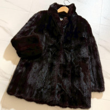 EMBA Mink Fur Coat Dark Brown Size 11 L Mid Length Japan