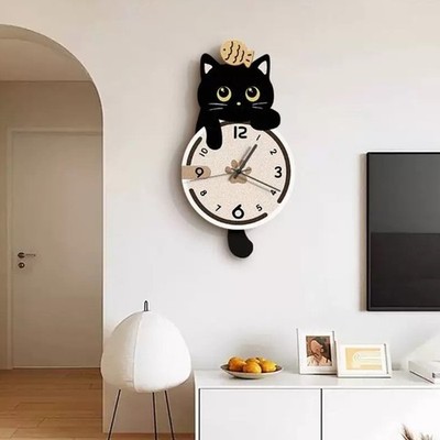 Cats Clock Decorative Wall Clock,Battery Operat Wall Clock Silents None Ticking