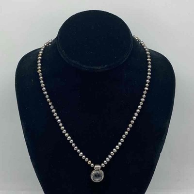 Lois Hill Sterling Silver 925 Grey Pearl Faceted Gemstone Pendant Necklace 18''