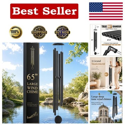 Professional Grade 65'' Black Aluminum Wind Chimes - Harmonious Outdoor Ambience