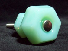Small Jadite Green Glass Cabinet Drawer Knob