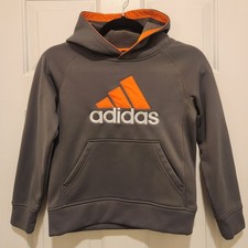 Adidas Youth Small Climawarm Grey Hoodie Sweatshirt - 100 Polyester