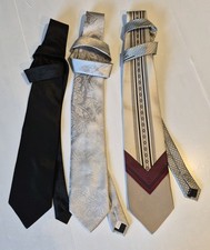 Vesuvio Napoli Thailand Handmade Silk Men's Ties Black Silver Paisley
