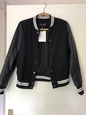 Who What Wear Black Bomber Leather Arm Jacket Size S