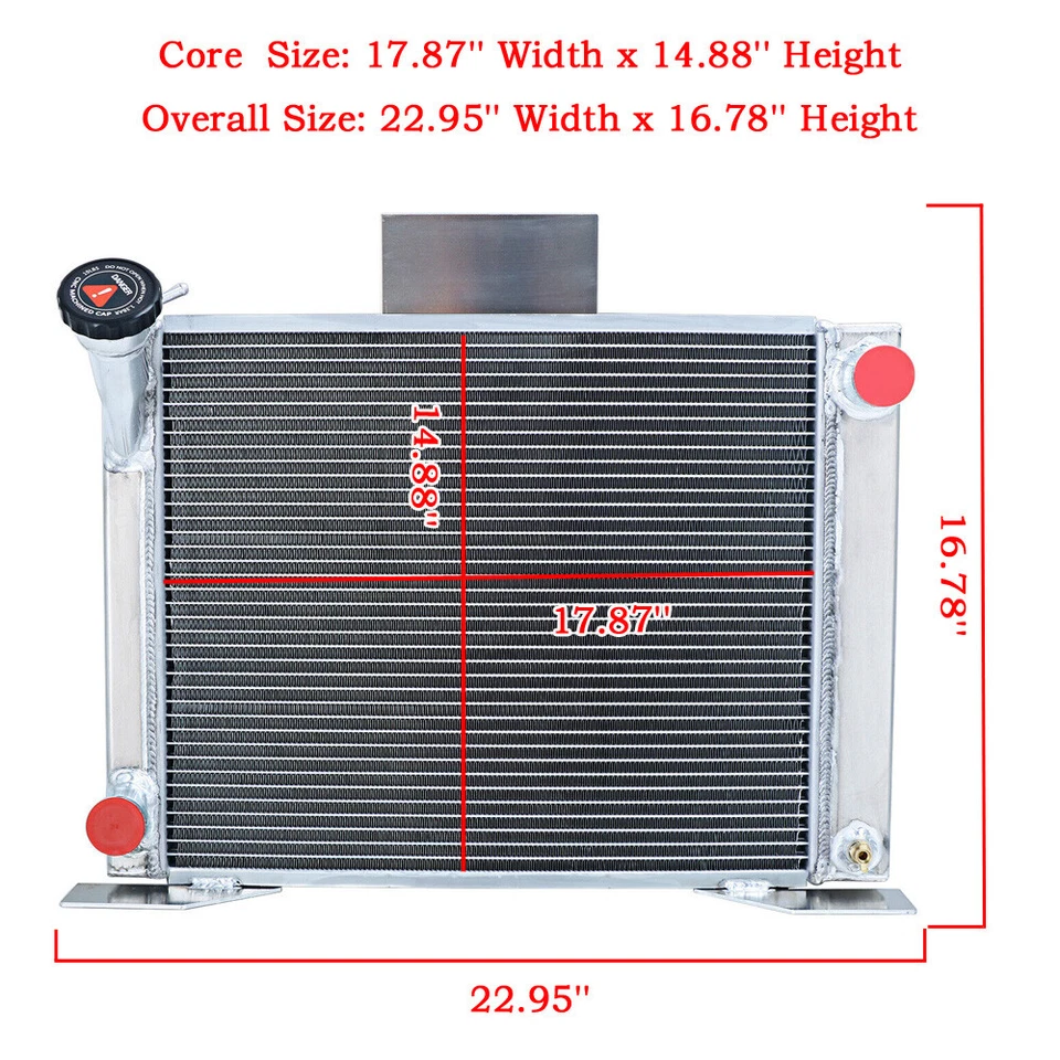 4 Row Aluminum Radiator fit 1982-1994,1993 1990 Ford Ranger V8 Engine Conversion - Image 3 of 4