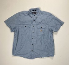 Carhartt Loose Fit Button Shirt Mens XL Work Casual Pocket Collared Blue Classic