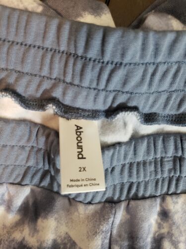 Pantalones deportivos para mujer Abound Tie Dye talla 2XL gris blanco cintura y dobladillo reunidos - Imagen 2 de 3