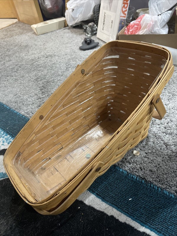 Longaberger Angled Basket With  Plastic liner Vintage 1998 16”x8”x9”