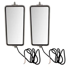Universal West Coast Truck Set of Side Mirror Heads 7" x 16" Heater & Light
