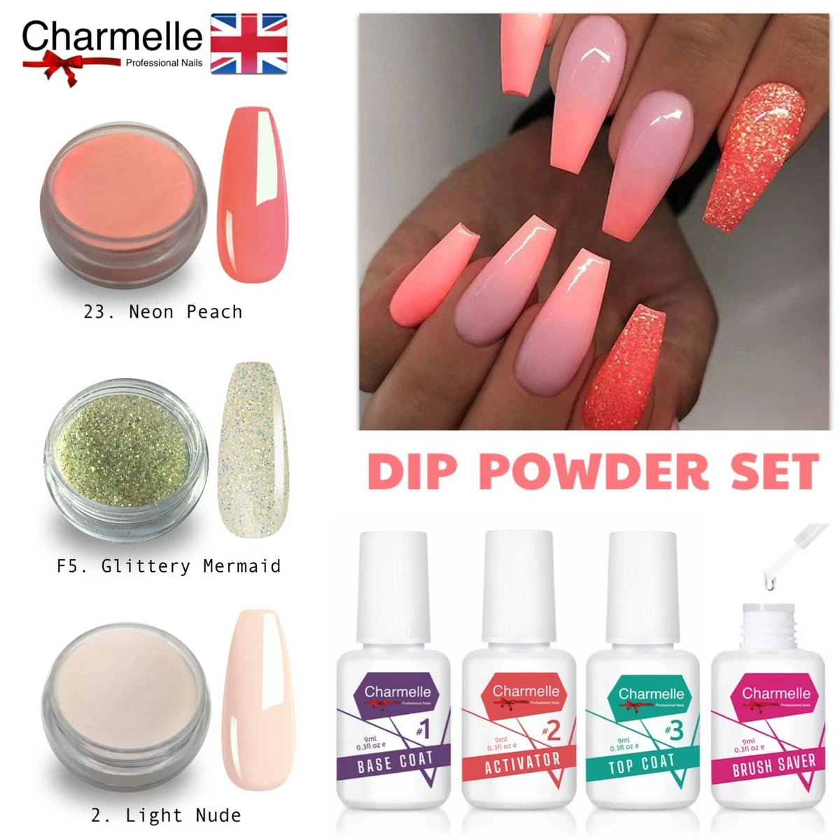 Dipping Nail Powder Set Orange Ombre DIP SYSTEM Starter Mermaid