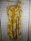 Old Navy womens maxi dress mustard yellow white floral print XL 16 one shoulder