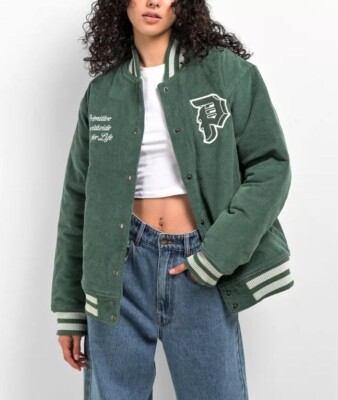 Primitive Men's SMALL Bradford Varsity Letterman Corduroy Green
