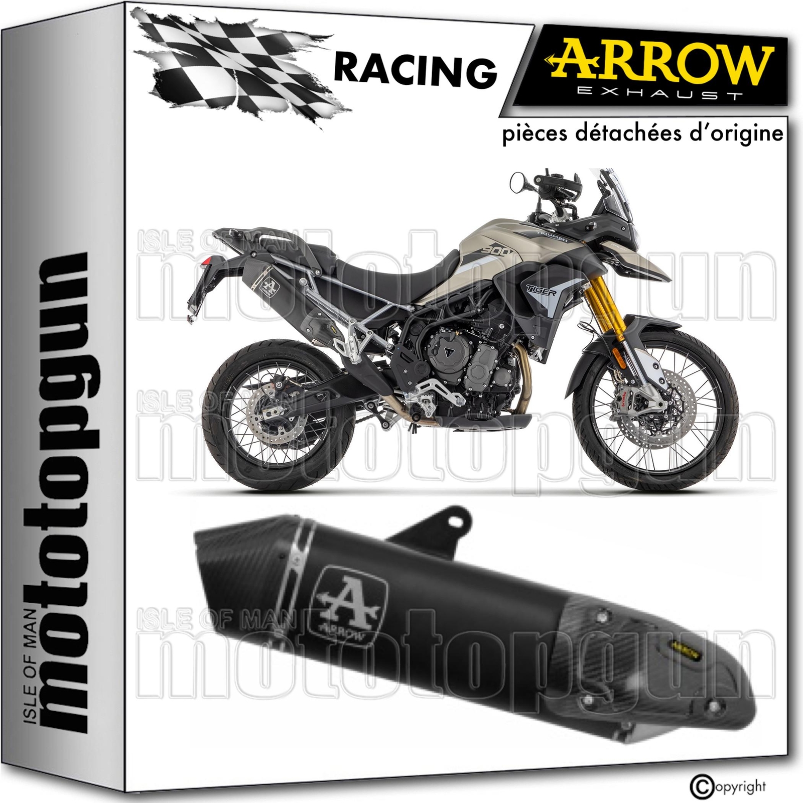 Ligne racing Arrow C Veloce noir carbone pour Triumph Tiger 850 2022