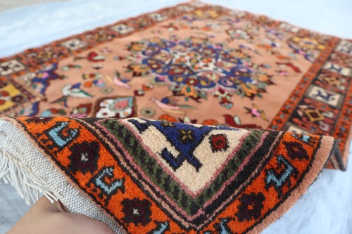 4'5x6'7 ft One of a Kind Afghan Vintage Heriz Rug- Handmade Serapi Rug- Area Rug - Picture 12 of 14