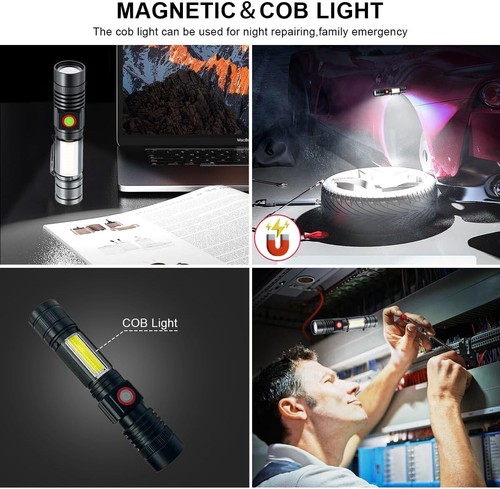 Linterna táctica recargable USB - 2000 lúmenes, diseño impermeable y magnético - Imagen 5 de 11