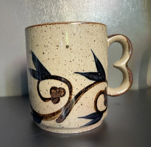 ❤️ Stoneware Speckled Ceramic Mug Handmade Otagiri Style Coffee Cup Heart Handle