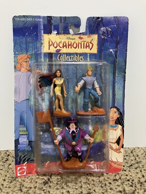 Mattel Disney s Pocahontas 3-Pc Action Figure Set. Incl John Smith & Ratcliffe.